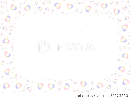 Cute rectangular frame with blurred gradient hearts. Romantic vector design for Valentine's Day, wedding and Mother's Day for postcard, web, banner, brochure. 121523550