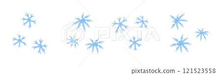 Chalk or pencil drawing of a set of snowflakes . Collection of hand drawn snowflakes in grunge style. Christmas vector illustration 121523558