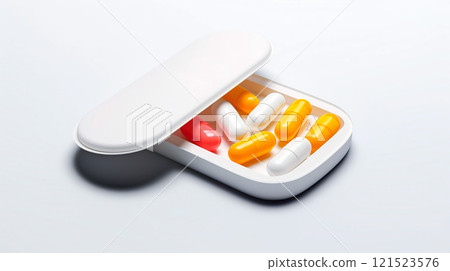 Many different pills and drugs. Health and treatment concept. 121523576