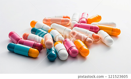 Many different pills and drugs. Health and treatment concept. 121523605