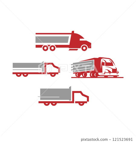 Delivery Truck icon set. Express delivery trucks icons. Fast shipping truck. Free delivery 24 hours. Logistic trucking sign 121523691