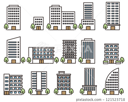 Illustrations of various buildings 121523718