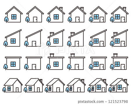 Simple house icon set 121523798