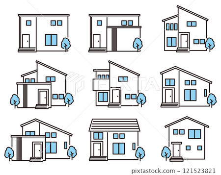 Simple house icon set 121523821