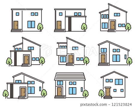 Simple house icon set 121523824