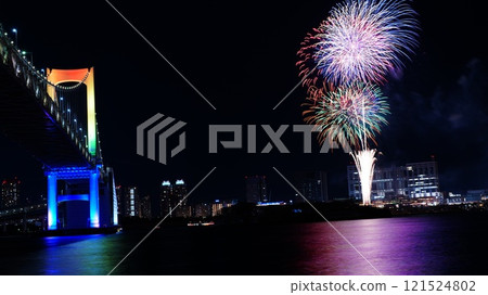 台場煙火2024年生動與彩虹橋著色12月 台場煙火2024年生動與彩虹橋著色12月 121524802