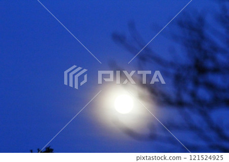 Full Moon Seen During an Early Evening 121524925