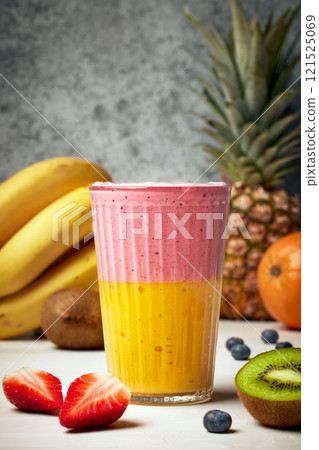 glass of fresh delicious colorful smoothie glass of fresh delicious colorful smoothie 121525069