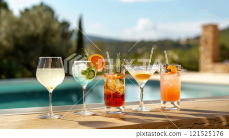 different cocktail glasses 121525176