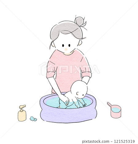 A woman taking a bath 121525319