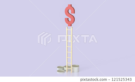 The red dollar symbol on stair for Business concept 3d rendering. The red dollar symbol on stair for Business concept 3d rendering. 121525343