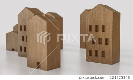 The wood house for property or real estate concept 3d rendering. 121525346