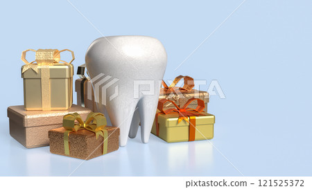 The Teeth and gift box for Dental or Health concept 3d rendering. The Teeth and gift box for Dental or Health concept 3d rendering. 121525372