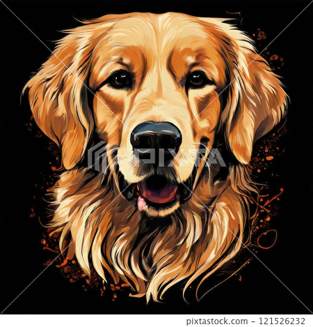 the AI Image Generator, Artistic Golden Retriever Portrait with Vibrant Colors 121526232
