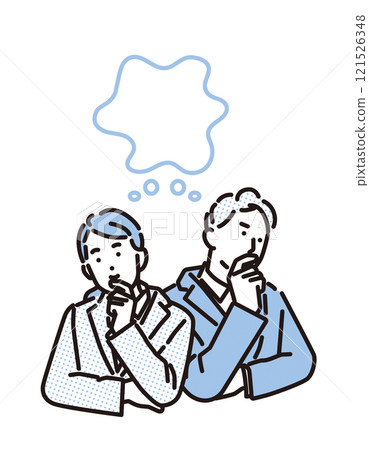 Simple illustration of thinking male and female business people 121526348