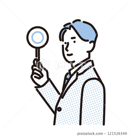 拿著圓形標籤的簡單插圖商人 121526349