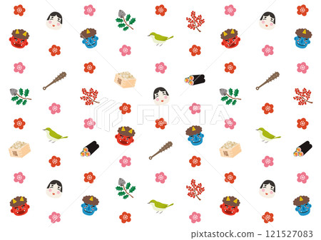 節分圖案illustration_white 121527083