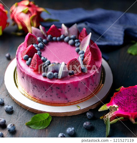 美味的火龍果藍莓秋風蛋糕 121527119