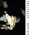 Light shining into a rock cave in Halong Bay, Vietnam 121527182