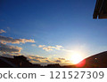 European sunset and city silhouette 121527309