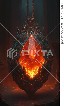 Fiery Gemstone Pendant with Intricate Design 121527689