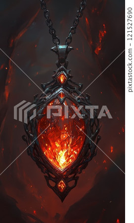 Dark Red Gem Pendant in Gothic Style Design 121527690