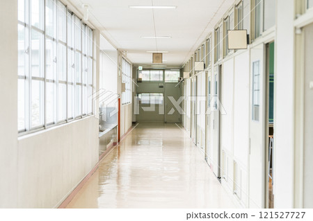 Elementary, junior high and high school buildings and school corridors 121527727