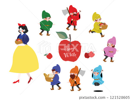 【 White and the Seven Dwarfs】イラスト Snow White Seven Dwarfs Stock Illustrations – 42 Snow White