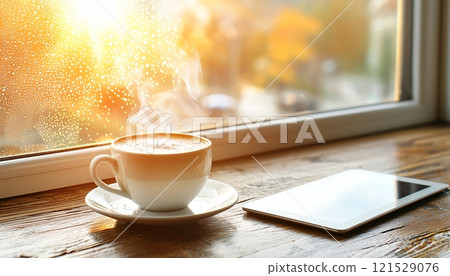 Warm Coffee by the Window in Morning Light 121529076