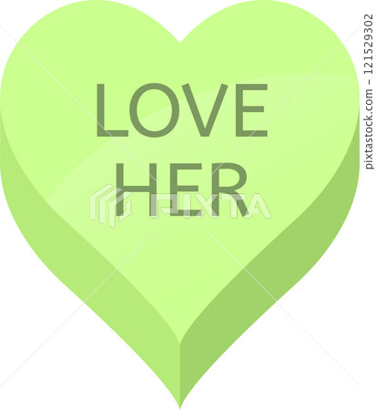 Light green candy heart featuring the words love her, expressing deep affection and romance, ideal for Valentine s Day celebrations or any intimate occasion 121529302