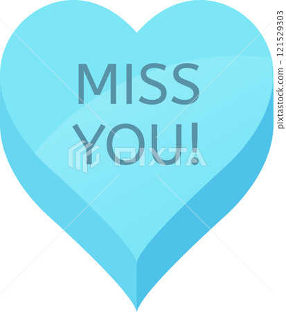 Light blue candy heart featuring the words miss you, beautifully capturing feelings of longing and affection for someone special, perfect for expressing heartfelt emotions 121529303