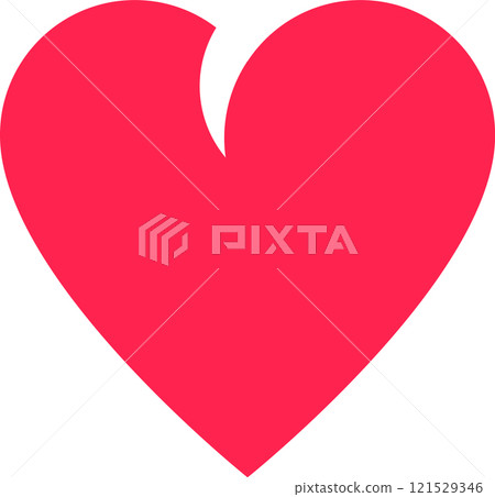 Minimalist vector illustration featuring a red broken heart, representing the emotional turmoil and pain experienced during a difficult breakup and the sorrow of lost love 121529346