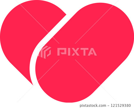 Minimalist vector illustration of a red heart divided in two parts forming a drop is showing love, care, and affection, perfect for Valentine s Day or any romantic occasion Minimalist vector illustration of a red heart divided in two parts forming a drop is showing love, care, and affection, perfect for Valentine s Day or any romantic occasion 121529380