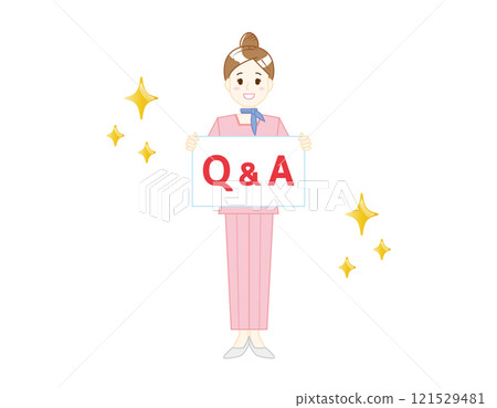 Illustration of a woman serving customers: Beauty advice staff 121529481