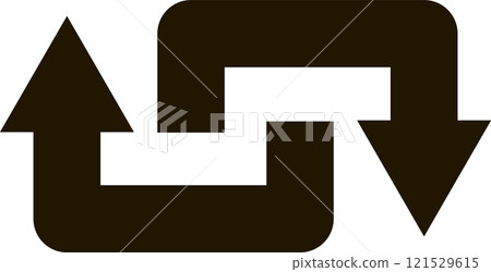 Two black arrows pointing in opposite directions form a square symbol, illustrating concepts of exchange, process, and balance in communication or business contexts Two black arrows pointing in opposite directions form a square symbol, illustrating concepts of exchange, process, and balance in communication or business contexts 121529615