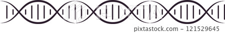 DNA structure forming a long chain, repeating multiple times and illustrating the complexities of genetic code, heredity, and advancements in biological research 121529645