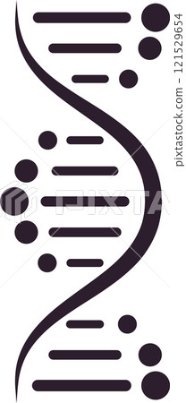 Dna molecule structure with nucleotides forming double helix is represented by a simple stylized graphic on white background, suitable for scientific or medical concepts Dna molecule structure with nucleotides forming double helix is represented by a simple stylized graphic on white background, suitable for scientific or medical concepts 121529654