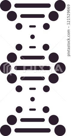 Vertical stylized dna strand composed of circles and horizontal lines forming a double helix, symbolizing genetics, medicine, and scientific research 121529669