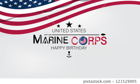A cheerful display of a Happy Birthday Marine Corps banner, surrounded by festive decorations in patriotic colors A cheerful display of a Happy Birthday Marine Corps banner, surrounded by festive decorations in patriotic colors 121529905