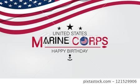 A cheerful display of a Happy Birthday Marine Corps banner, surrounded by festive decorations in patriotic colors A cheerful display of a Happy Birthday Marine Corps banner, surrounded by festive decorations in patriotic colors 121529906