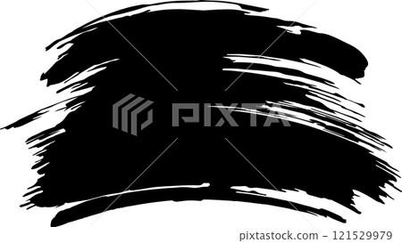 Wide black brush stroke with visible bristle texture creating a banner shape on a white background, ideal for adding a touch of grunge or artistic flair to designs Wide black brush stroke with visible bristle texture creating a banner shape on a white background, ideal for adding a touch of grunge or artistic flair to designs 121529979