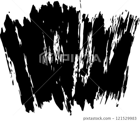 Wide black brush stroke creating a textured, artistic, and dynamic visual effect against a clean white background, ideal for adding a touch of raw energy and abstract expression to designs 121529983