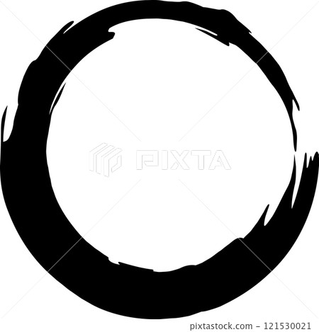 Thick black brush stroke creating a circular shape, forming a spacious empty center, perfect for incorporating text, designs, or other creative elements against a white background Thick black brush stroke creating a circular shape, forming a spacious empty center, perfect for incorporating text, designs, or other creative elements against a white background 121530021