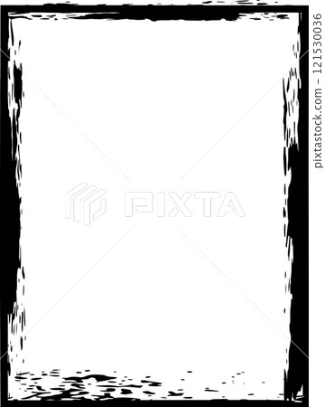 Black painted border framing a white background, providing a stark contrast and a rough, artistic feel, suitable for various design applications 121530036