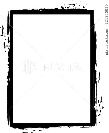 Black rectangular grunge frame with brush strokes creating a vintage border effect, ideal for adding a touch of distressed style to designs 121530039
