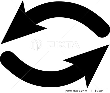 Two curved black arrows rotating in a circular...-插圖素材 [121530499 ...