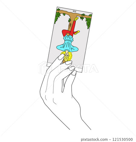 倒吊人牌：手持塔羅牌 121530500