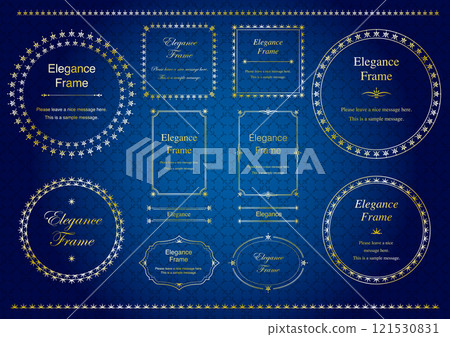 Elegance, frame set, decorative border, ornamental design, elegant ornament, blue 121530831