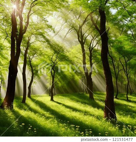 被新鮮綠色植物包圍的小路 被新鮮綠色植物包圍的小路 121531477