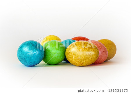 Painted chicken eggs 121531575